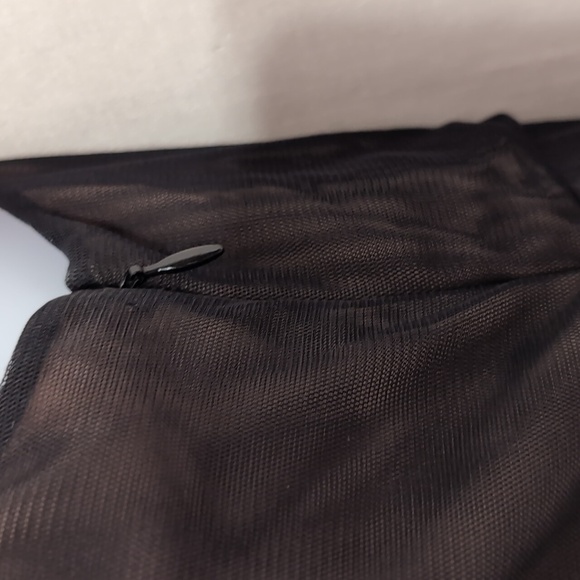 Ann Taylor Loft Sheer Black Over Nude A-Line V-Neck Dress Size 2 - Picture 4 of 7